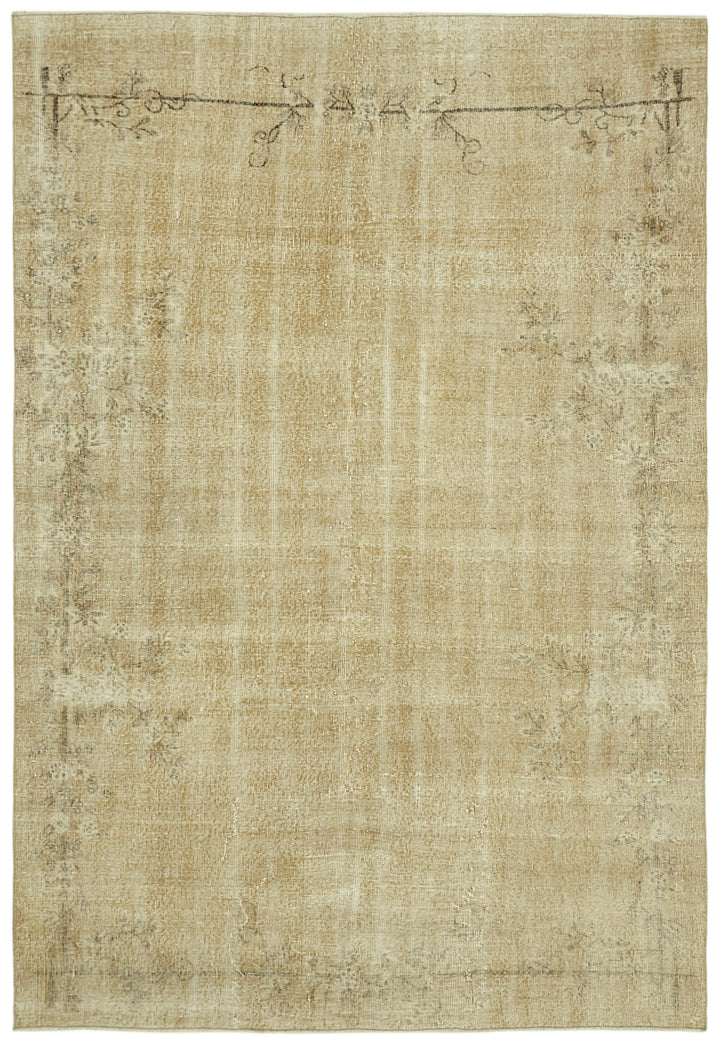 7x10 Beige Turkish Vintage Area Rug - 41445