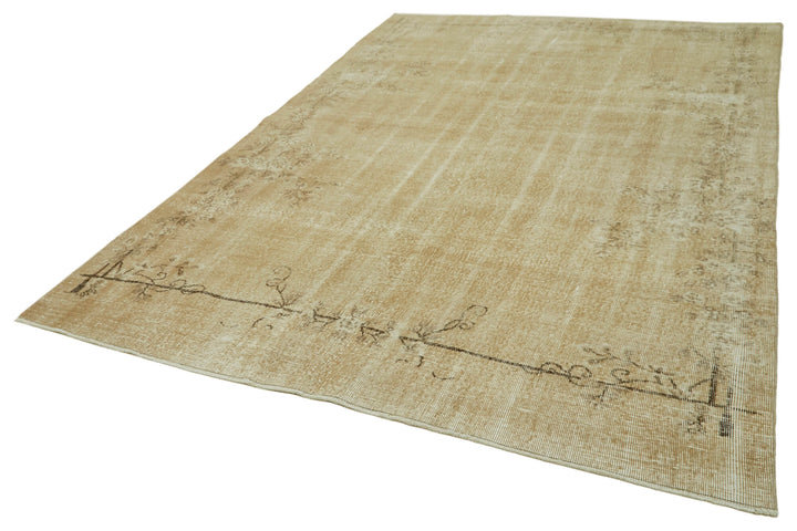 7x10 Beige Turkish Vintage Area Rug - 41445