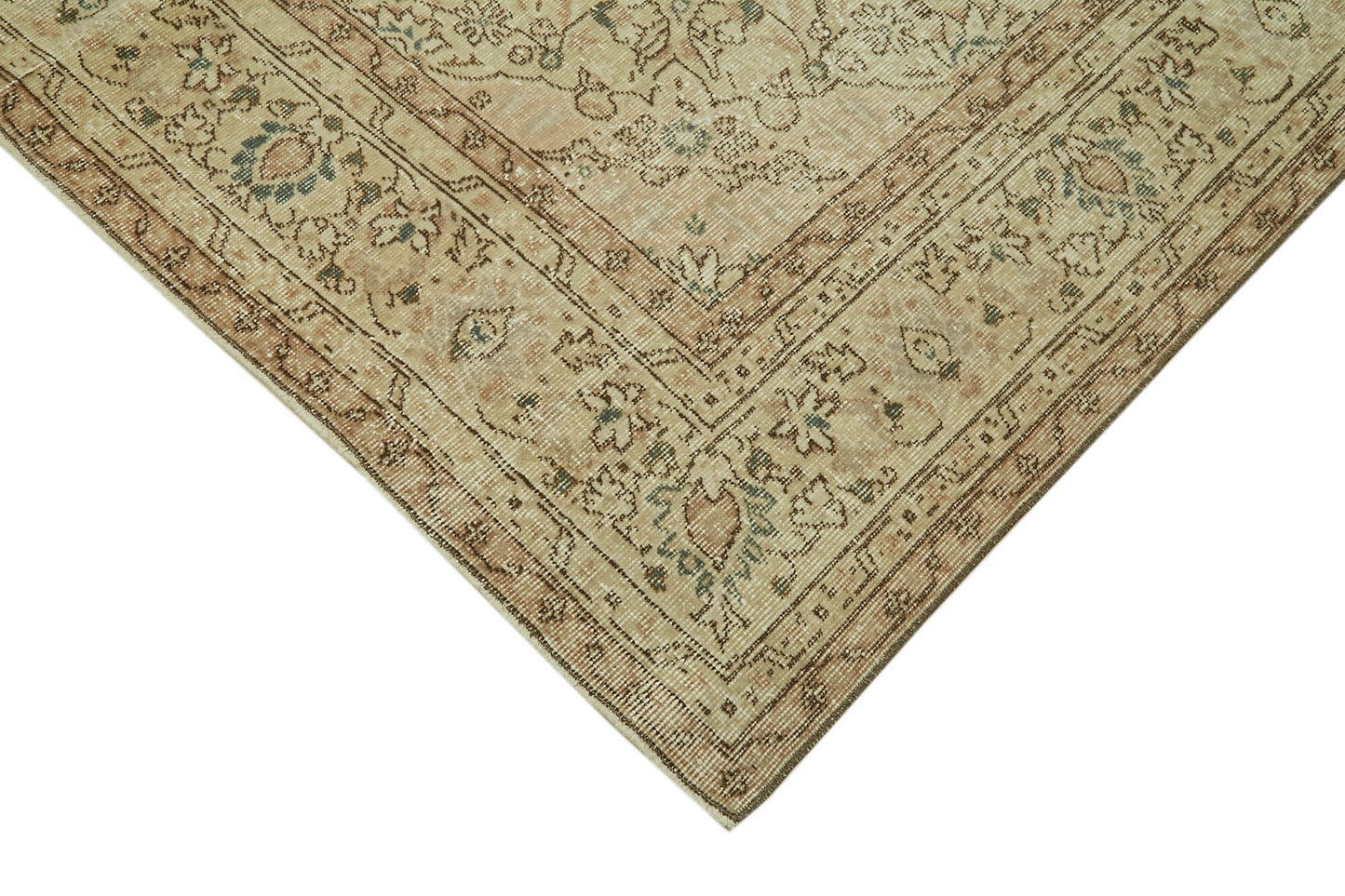 7x10 Beige Turkish Vintage Area Rug - 41446