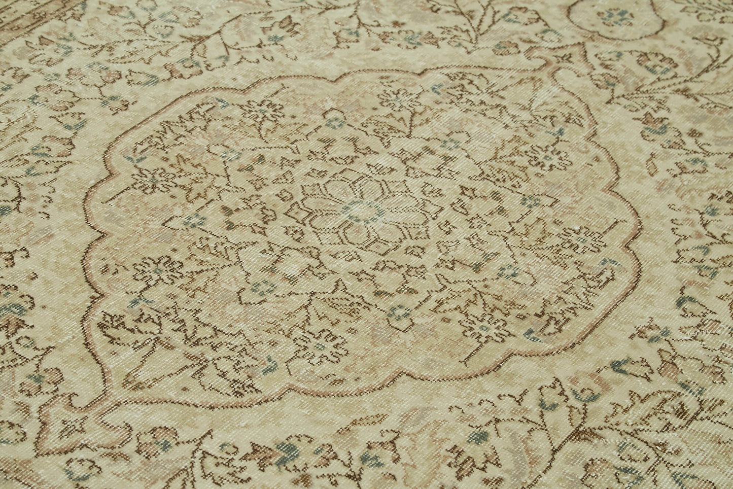 7x10 Beige Turkish Vintage Area Rug - 41446