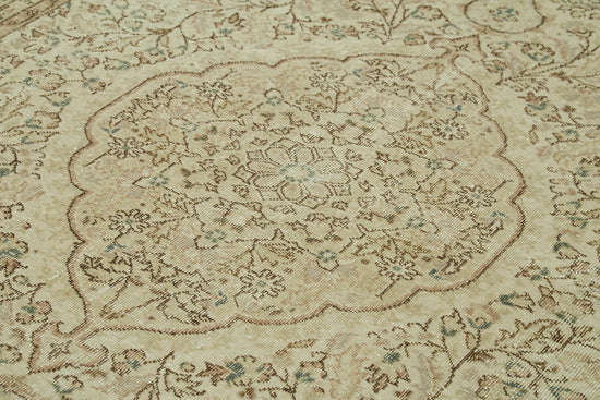 7x10 Beige Turkish Vintage Area Rug - 41446