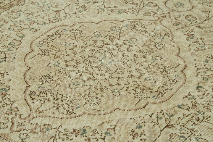 7x10 Beige Turkish Vintage Area Rug - 41446