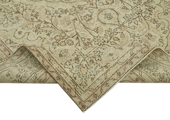 7x10 Beige Turkish Vintage Area Rug - 41446