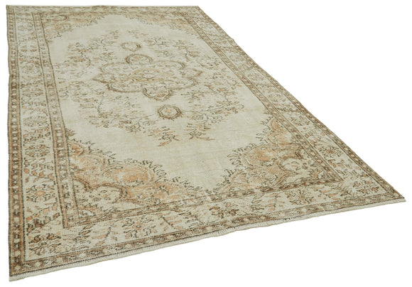 6x9 Beige Turkish Vintage Area Rug - 41448