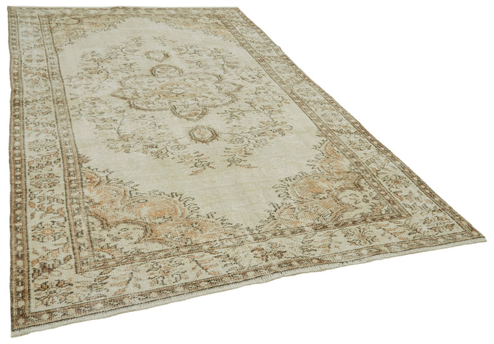 6x9 Beige Turkish Vintage Area Rug - 41448