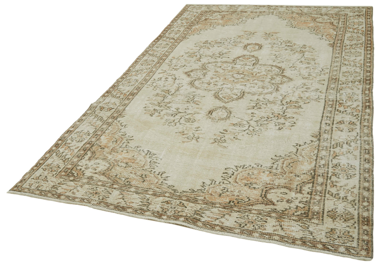 6x9 Beige Turkish Vintage Area Rug - 41448