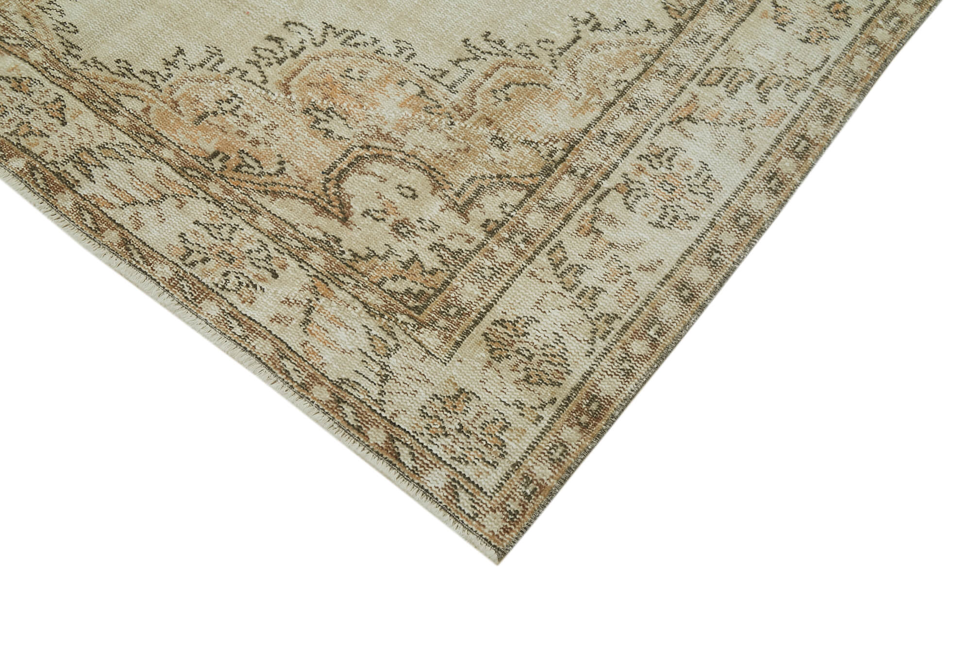 6x9 Beige Turkish Vintage Area Rug - 41448