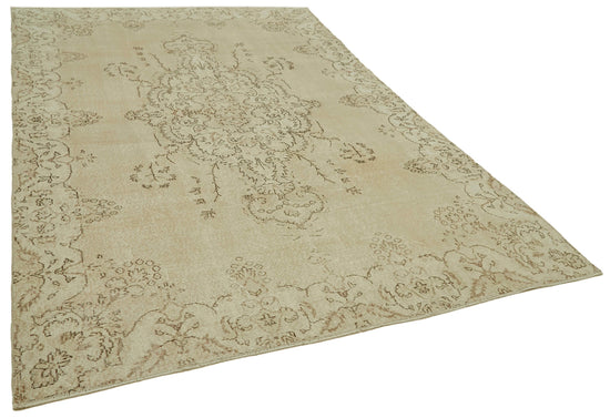 7x10 Beige Turkish Vintage Area Rug - 41451