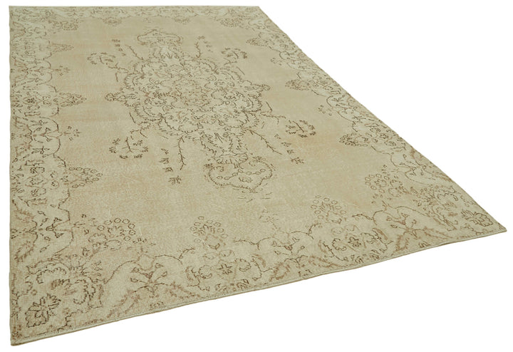 7x10 Beige Turkish Vintage Area Rug - 41451