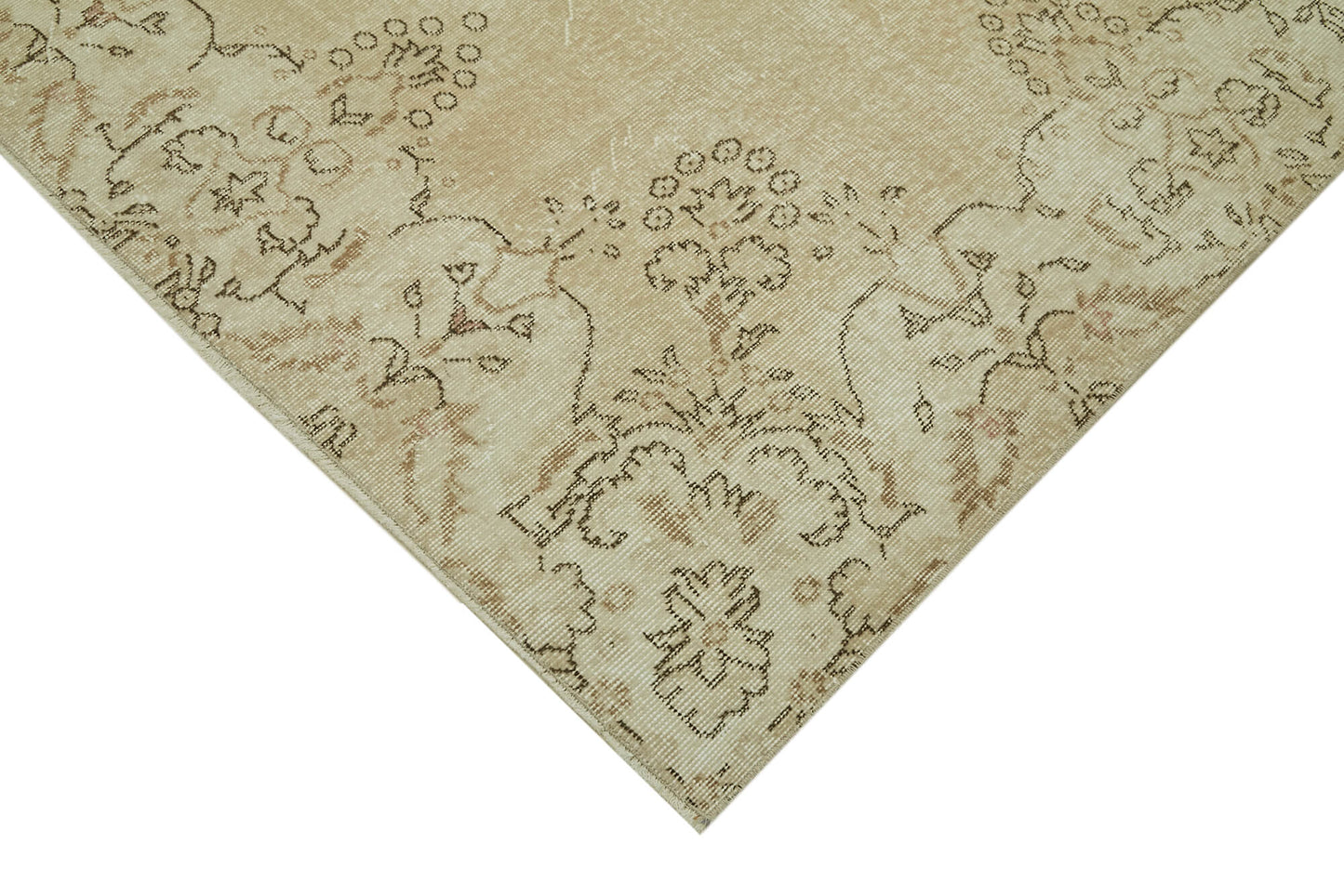 7x10 Beige Turkish Vintage Area Rug - 41451