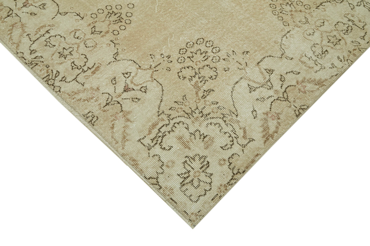 7x10 Beige Turkish Vintage Area Rug - 41451