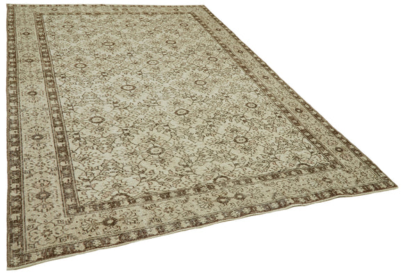 6x9 Beige Turkish Vintage Area Rug - 41455