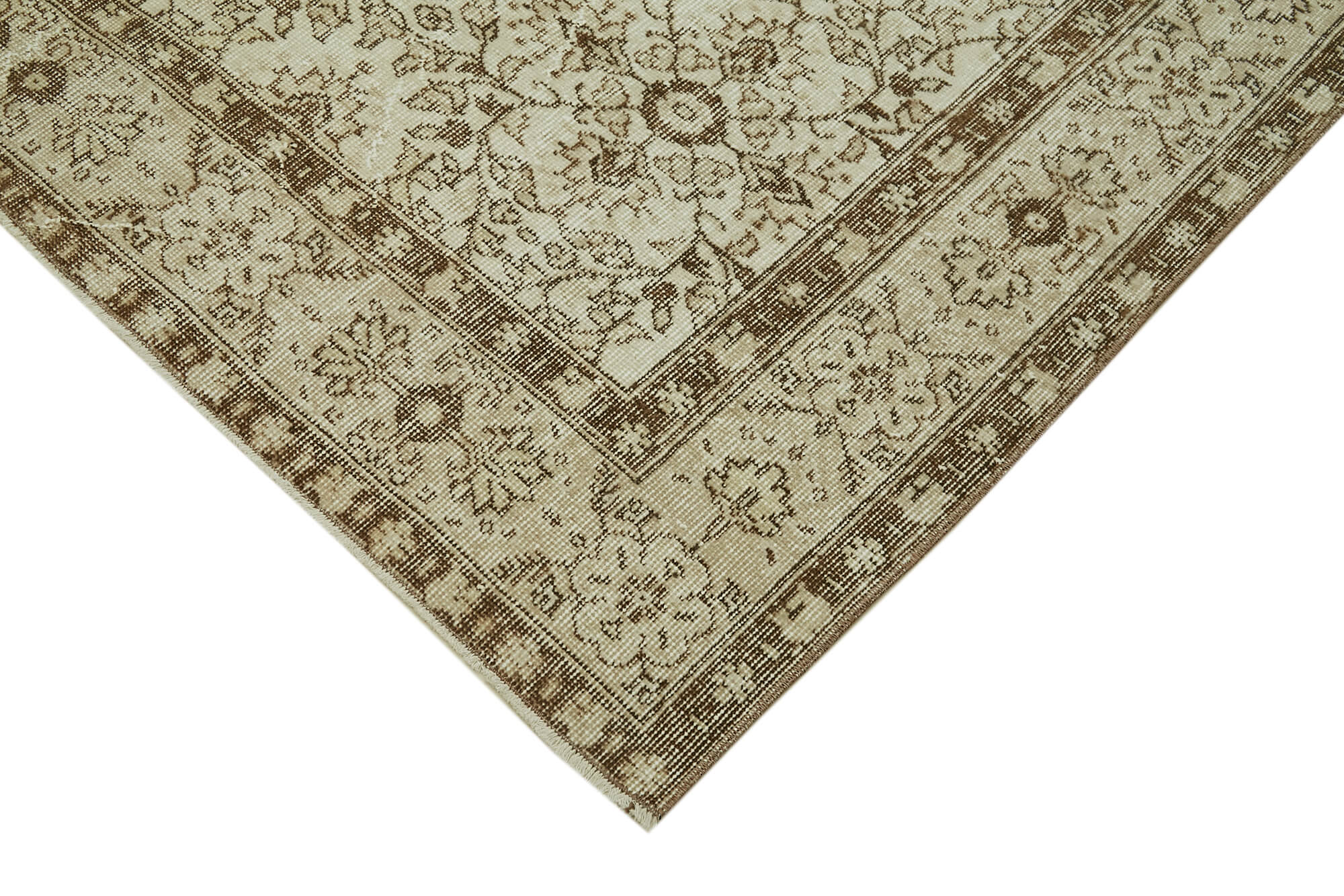 6x9 Beige Turkish Vintage Area Rug - 41455