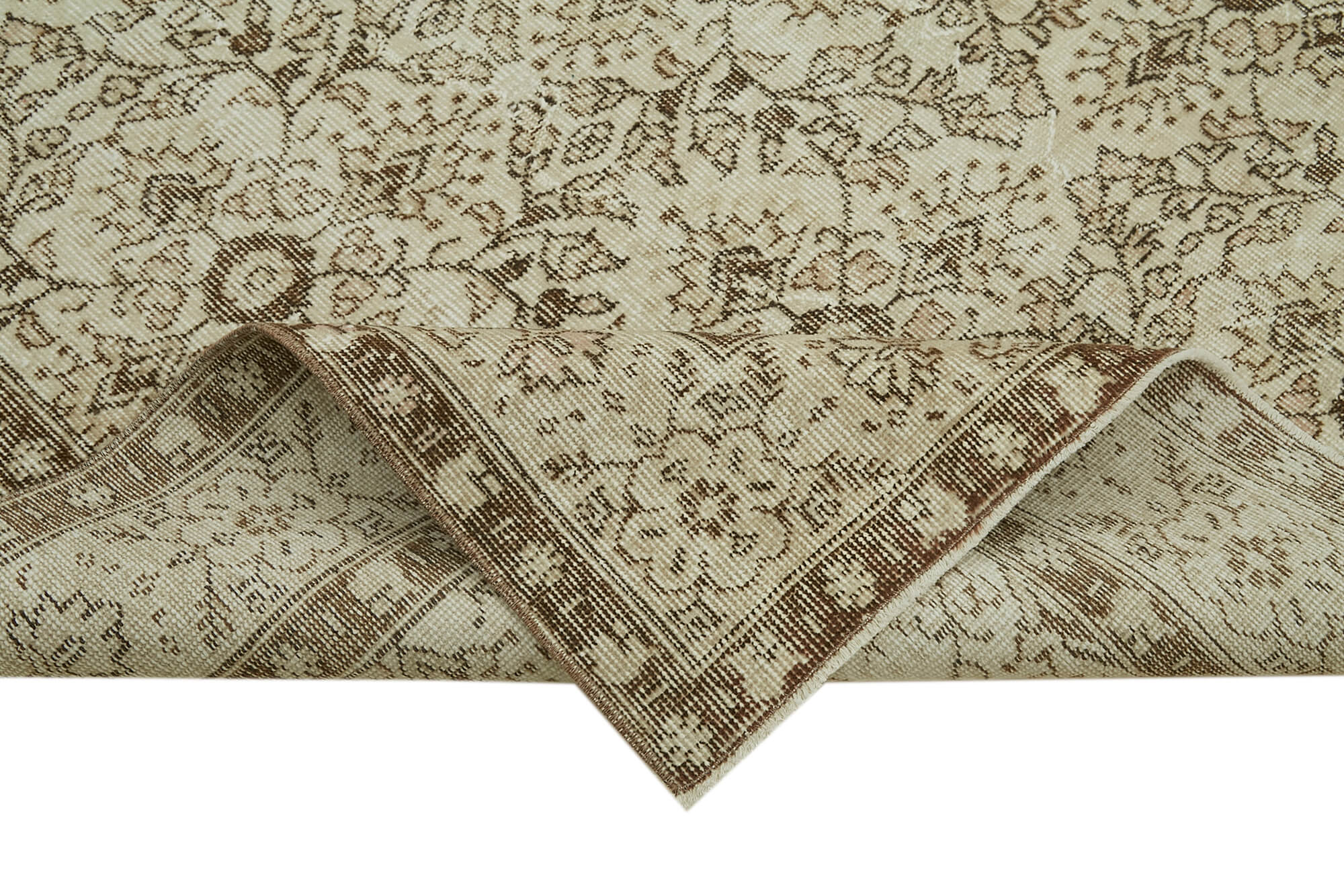 6x9 Beige Turkish Vintage Area Rug - 41455
