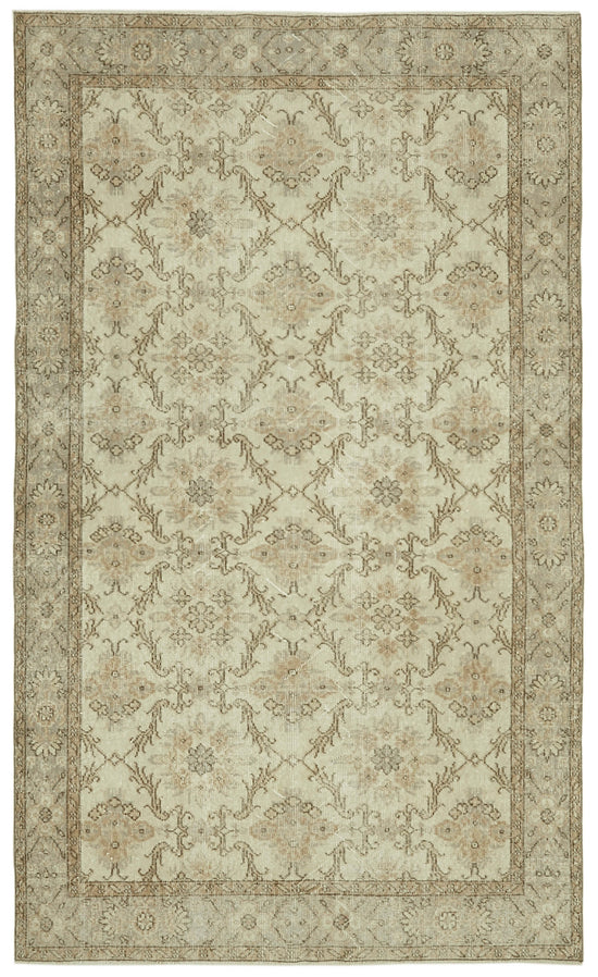 6x9 Beige Turkish Vintage Area Rug - 41456