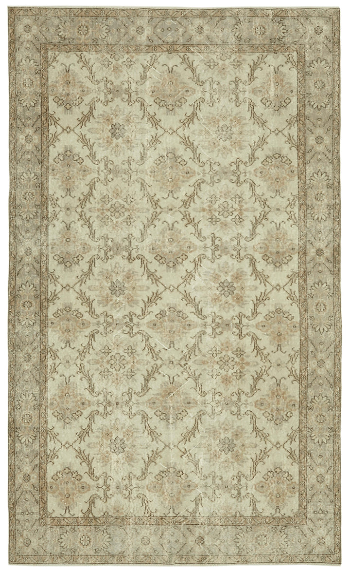 6x9 Beige Turkish Vintage Area Rug - 41456