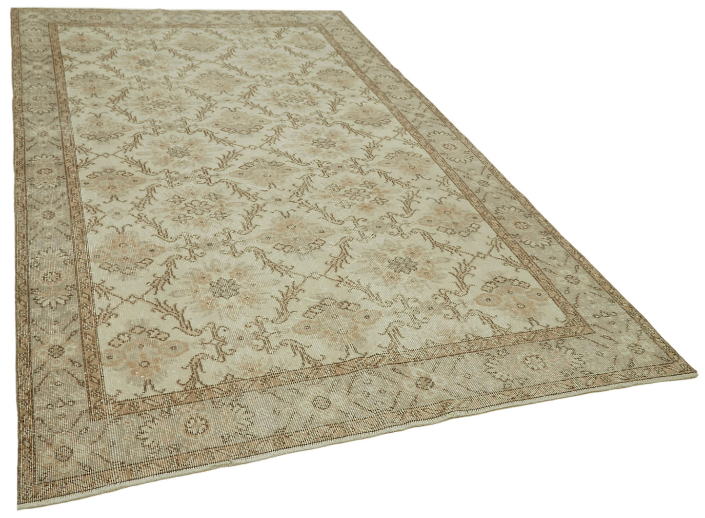 6x9 Beige Turkish Vintage Area Rug - 41456