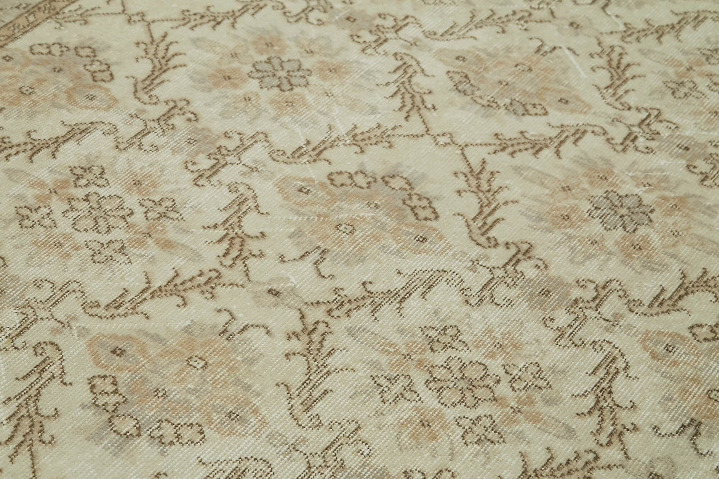 6x9 Beige Turkish Vintage Area Rug - 41456