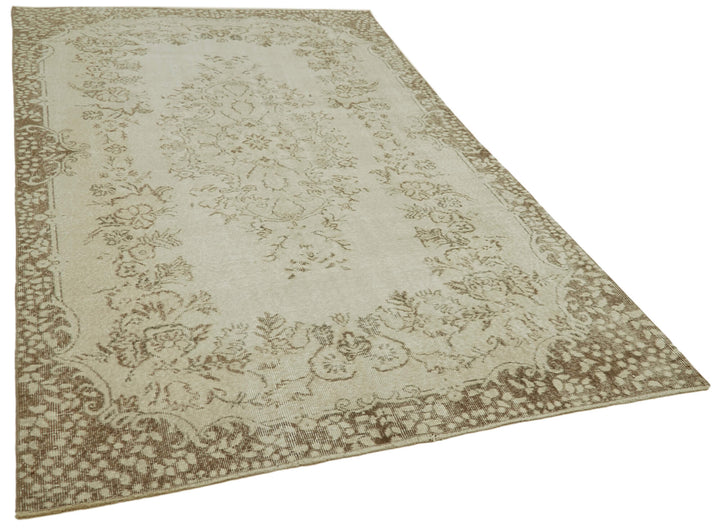5x9 Beige Turkish Vintage Area Rug - 41461