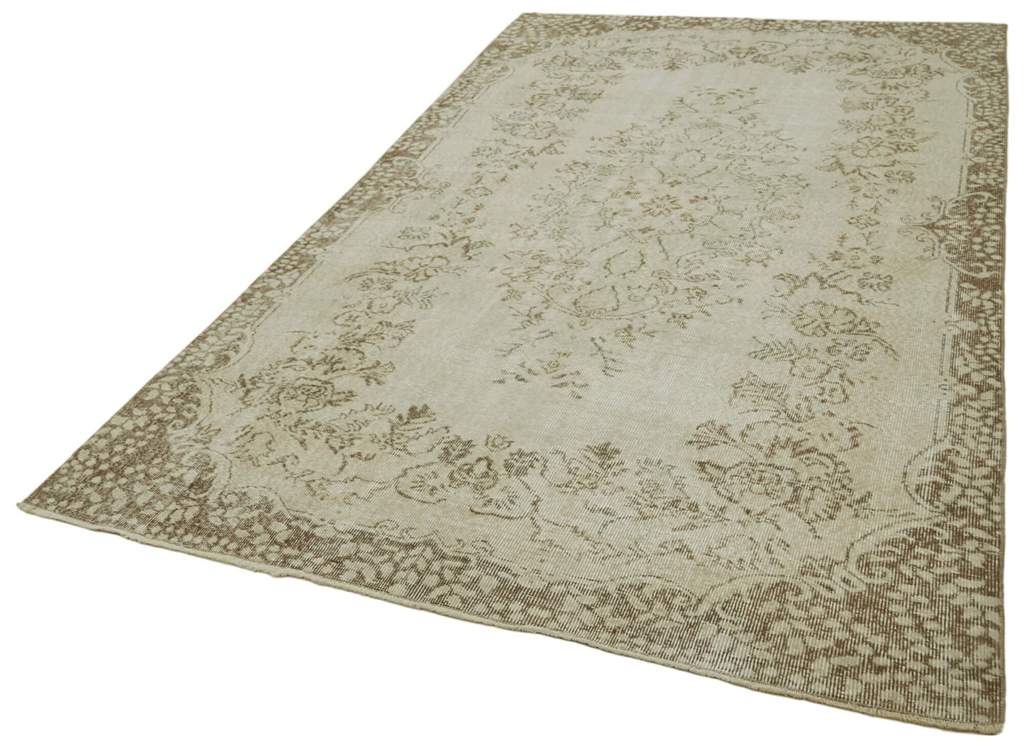 5x9 Beige Turkish Vintage Area Rug - 41461