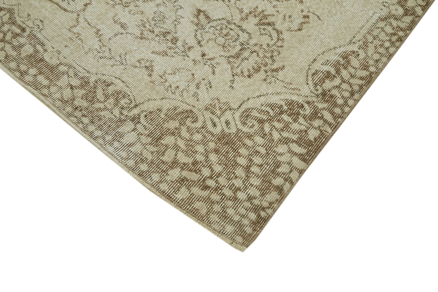 5x9 Beige Turkish Vintage Area Rug - 41461