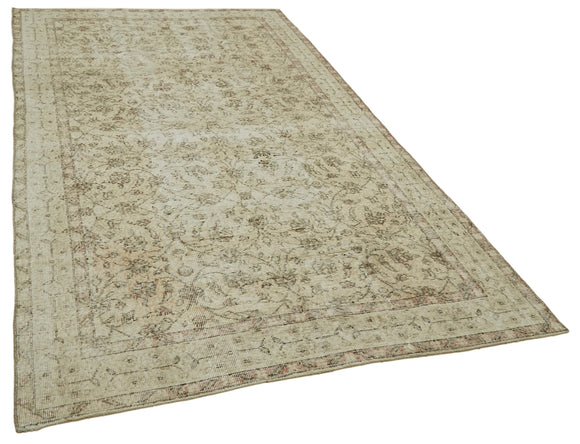 5x9 Beige Turkish Vintage Area Rug - 41465