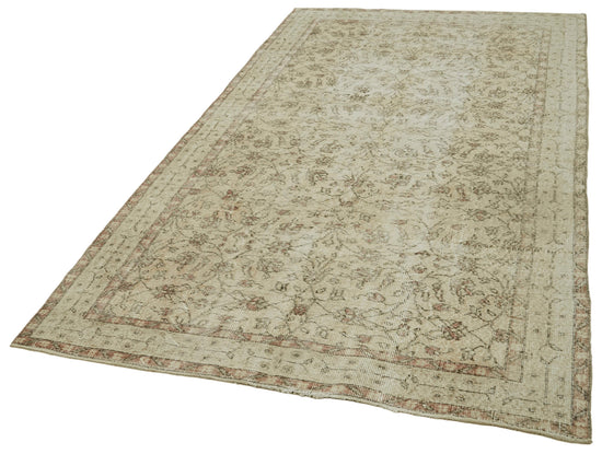 5x9 Beige Turkish Vintage Area Rug - 41465