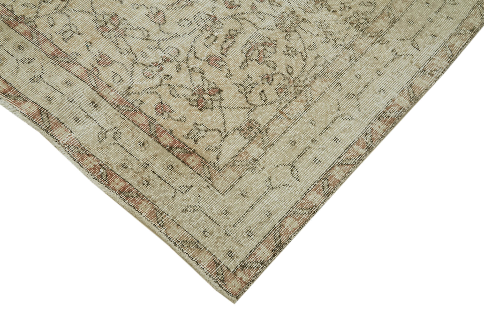 5x9 Beige Turkish Vintage Area Rug - 41465