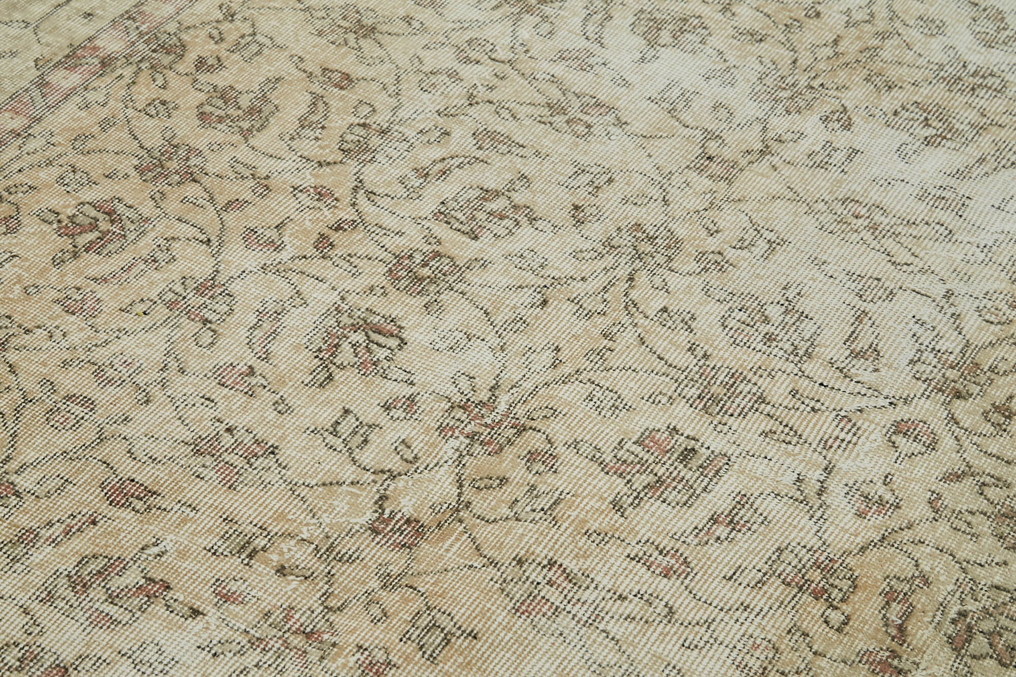 5x9 Beige Turkish Vintage Area Rug - 41465