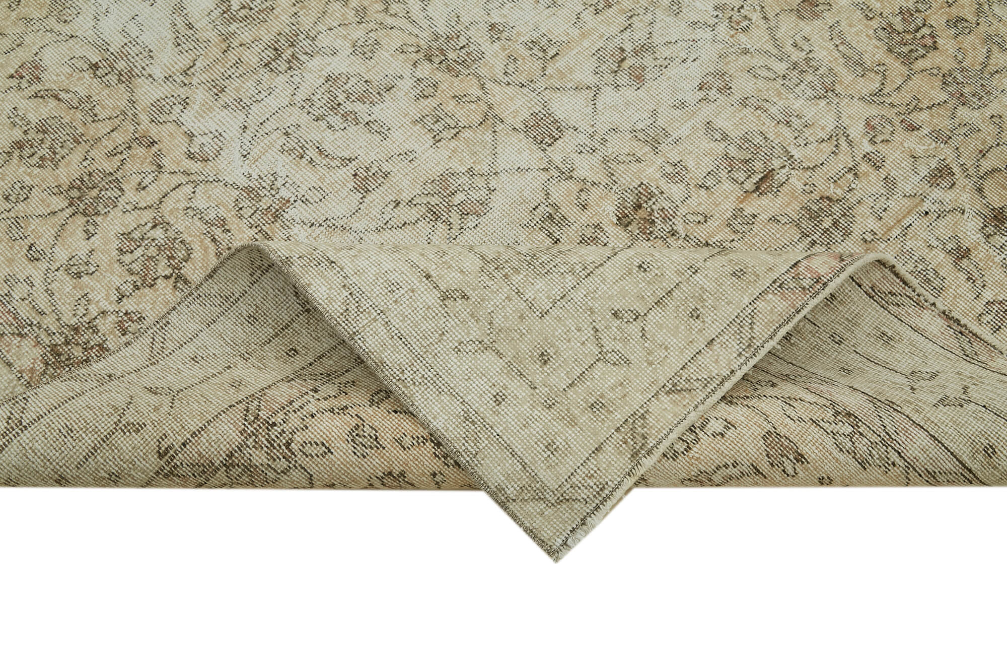 5x9 Beige Turkish Vintage Area Rug - 41465
