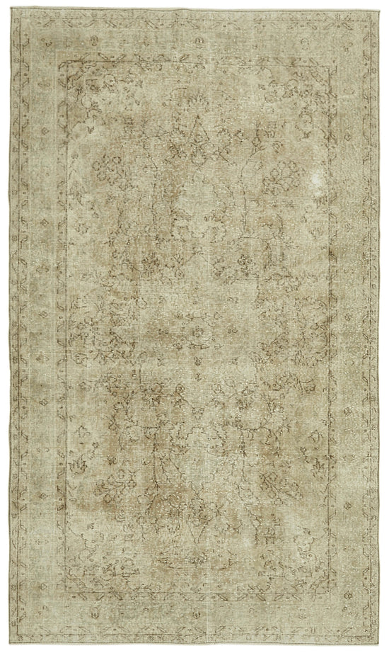 5x9 Beige Turkish Vintage Area Rug - 41466