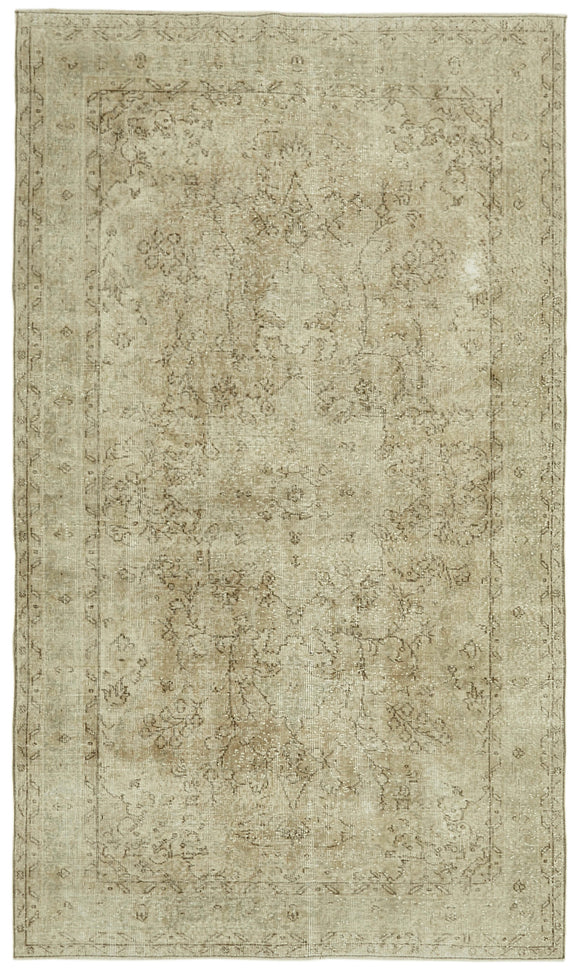 5x9 Beige Turkish Vintage Area Rug - 41466