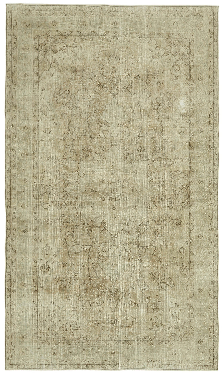 5x9 Beige Turkish Vintage Area Rug - 41466