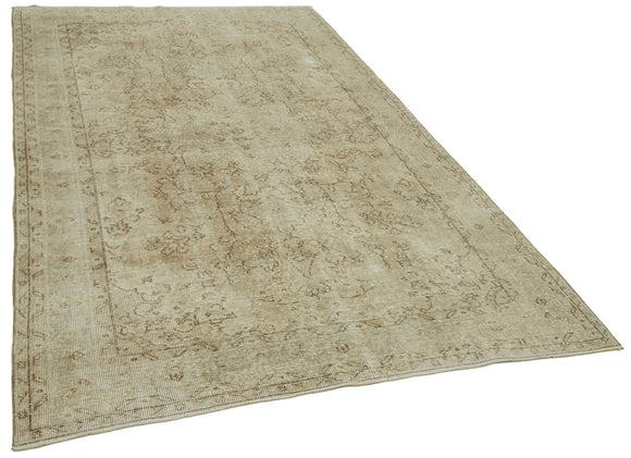5x9 Beige Turkish Vintage Area Rug - 41466