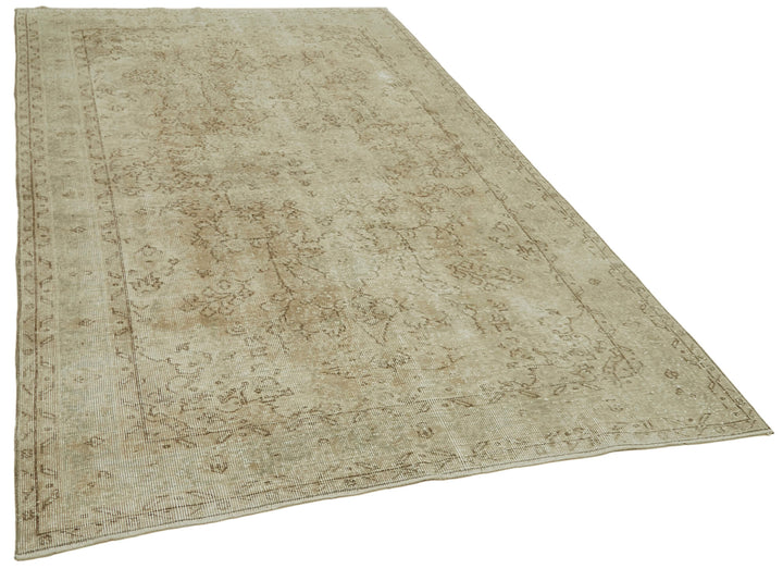 5x9 Beige Turkish Vintage Area Rug - 41466