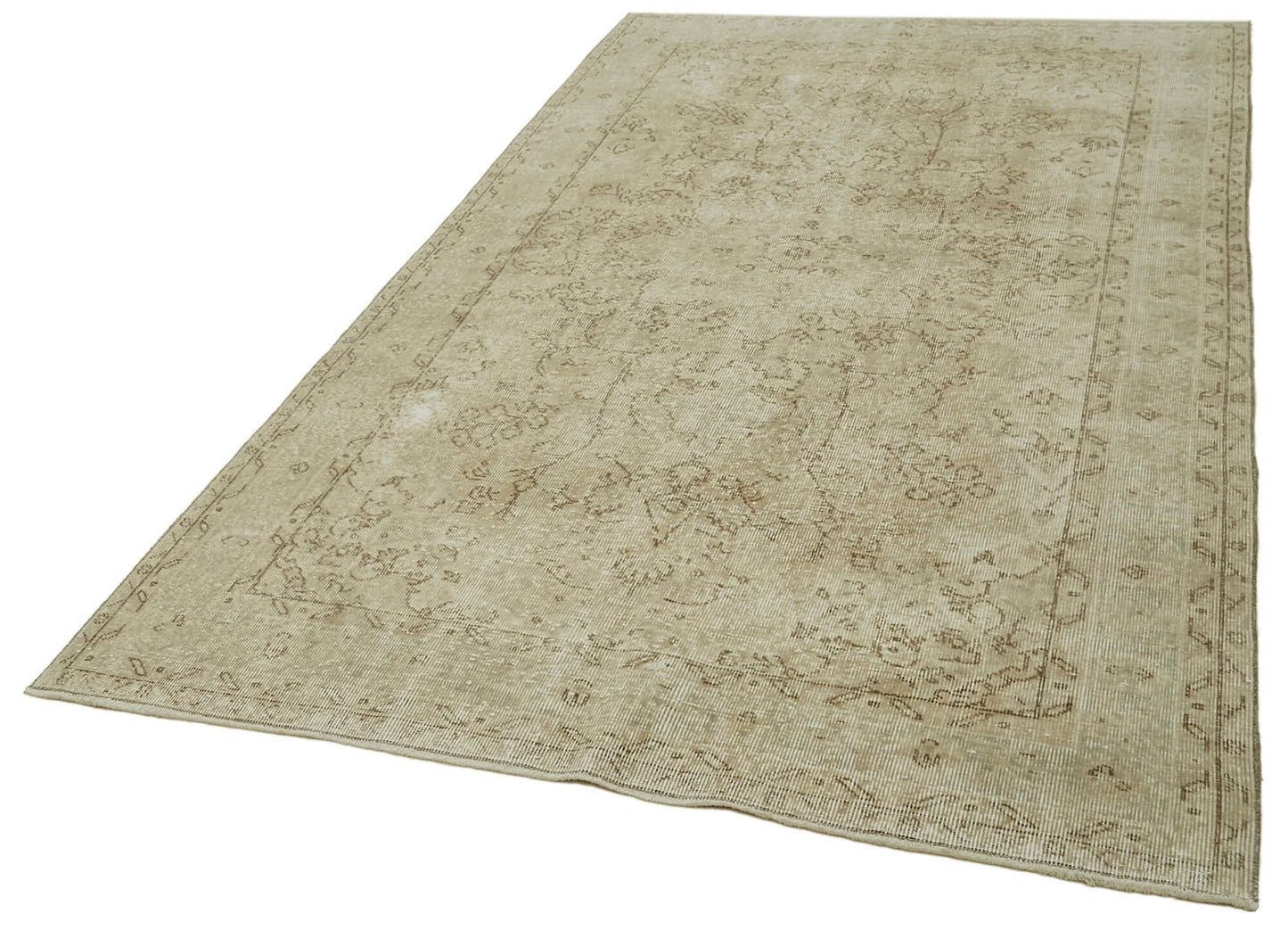 5x9 Beige Turkish Vintage Area Rug - 41466