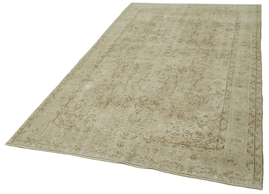 5x9 Beige Turkish Vintage Area Rug - 41466