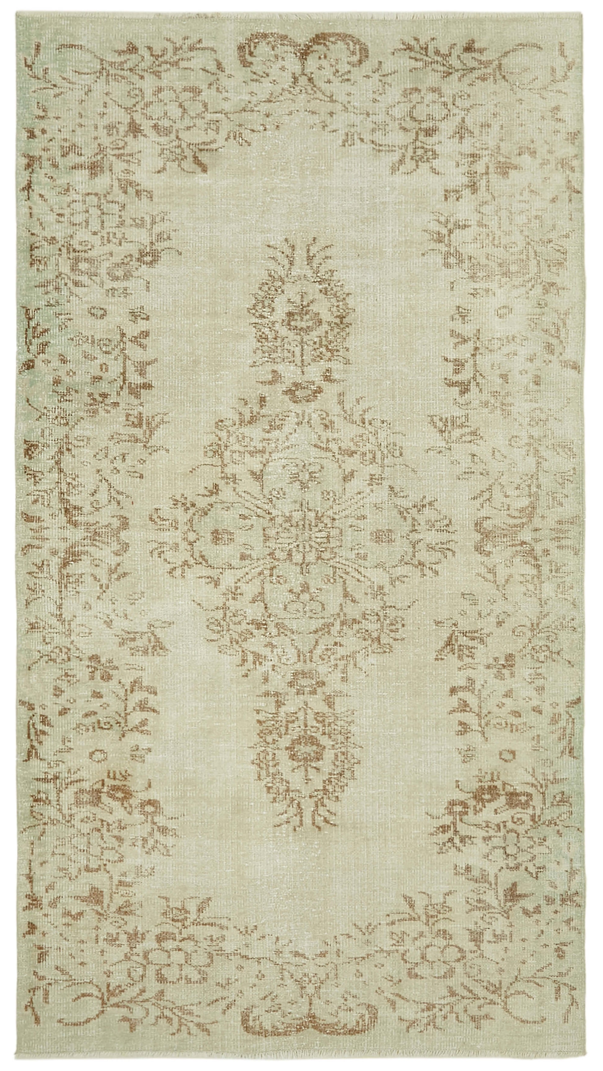 5x9 Beige Turkish Vintage Area Rug - 41480