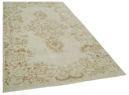 5x9 Beige Turkish Vintage Area Rug - 41480