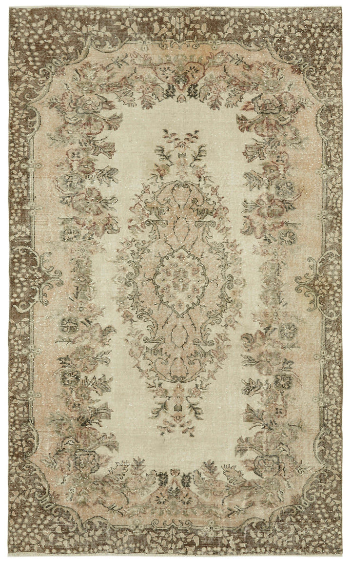6x10 Beige Turkish Vintage Area Rug - 41481