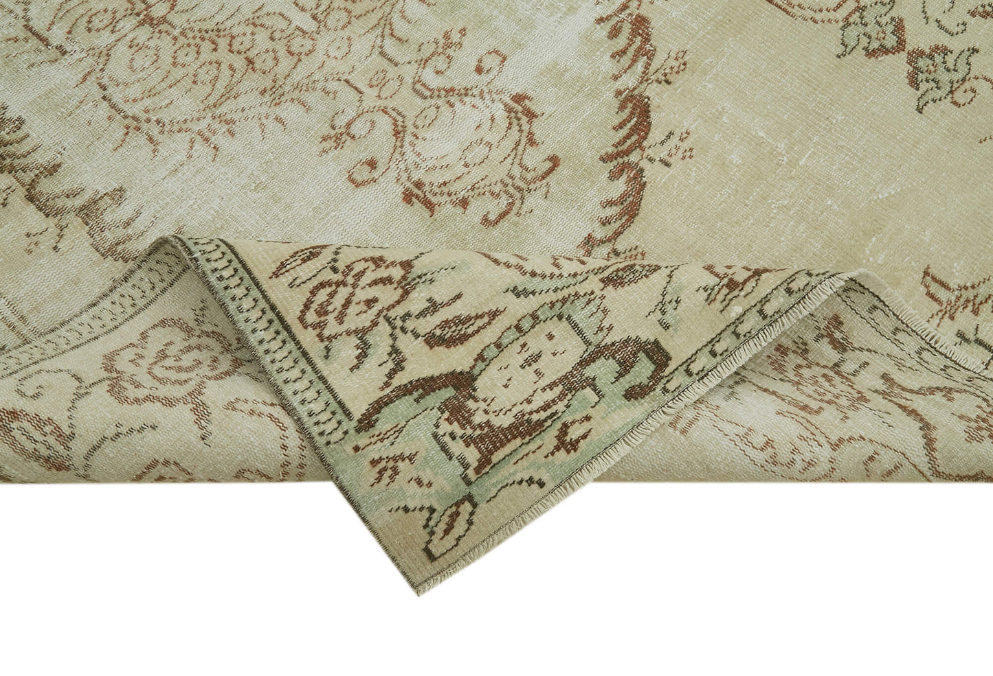 5x9 Beige Turkish Vintage Area Rug - 41484