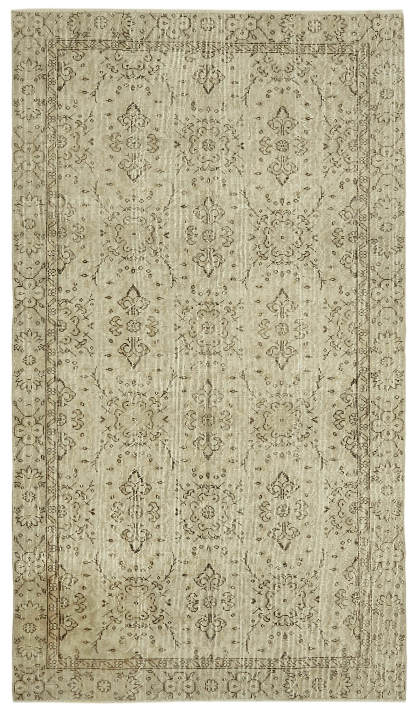 5x8 Beige Turkish Vintage Area Rug - 41485
