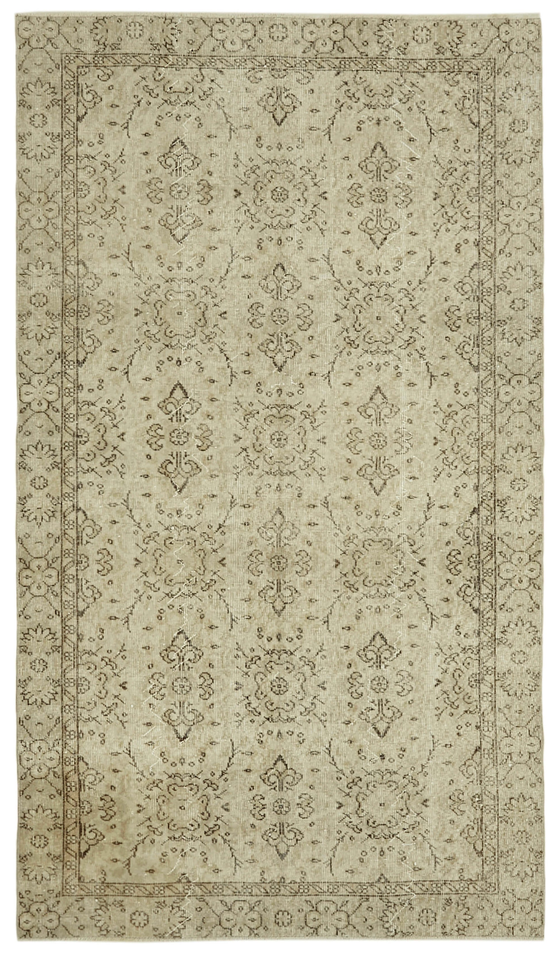 5x8 Beige Turkish Vintage Area Rug - 41485