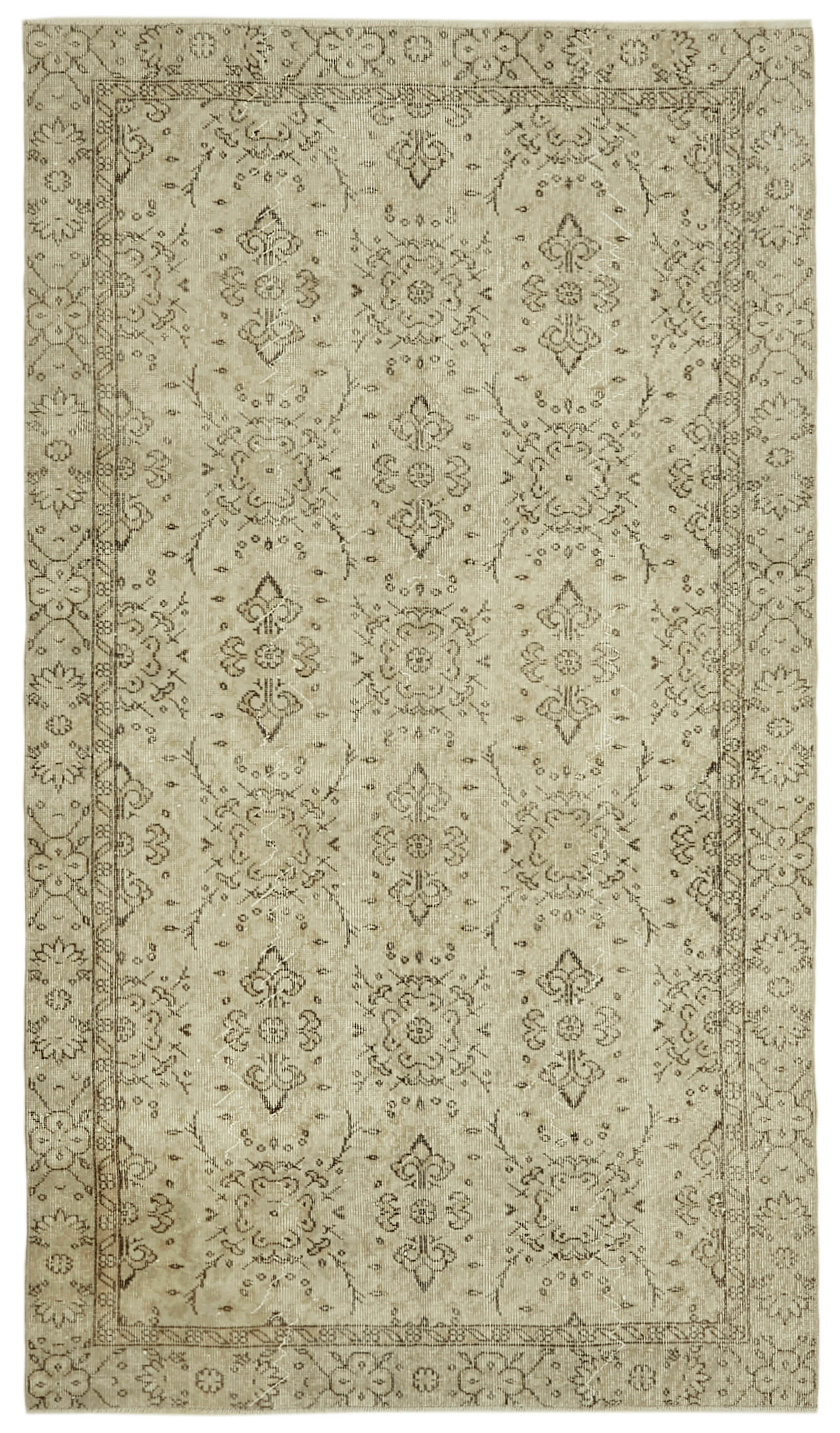5x8 Beige Turkish Vintage Area Rug - 41485