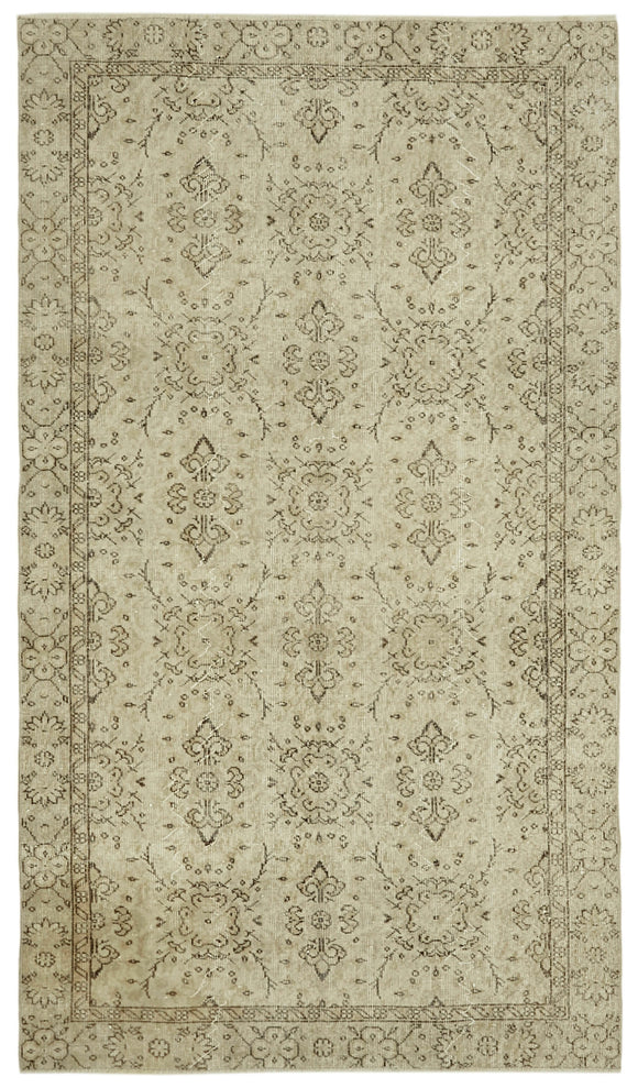 5x8 Beige Turkish Vintage Area Rug - 41485