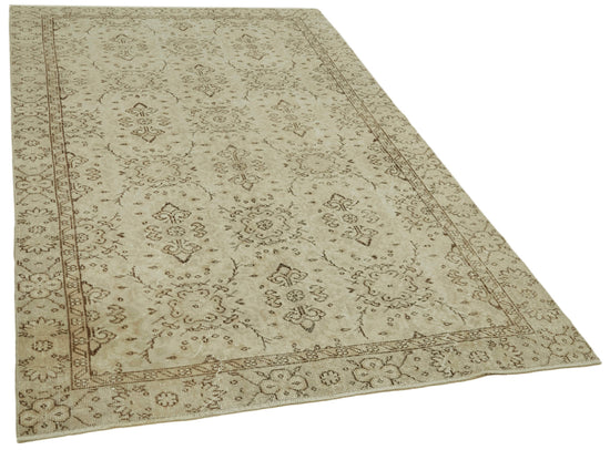 5x8 Beige Turkish Vintage Area Rug - 41485