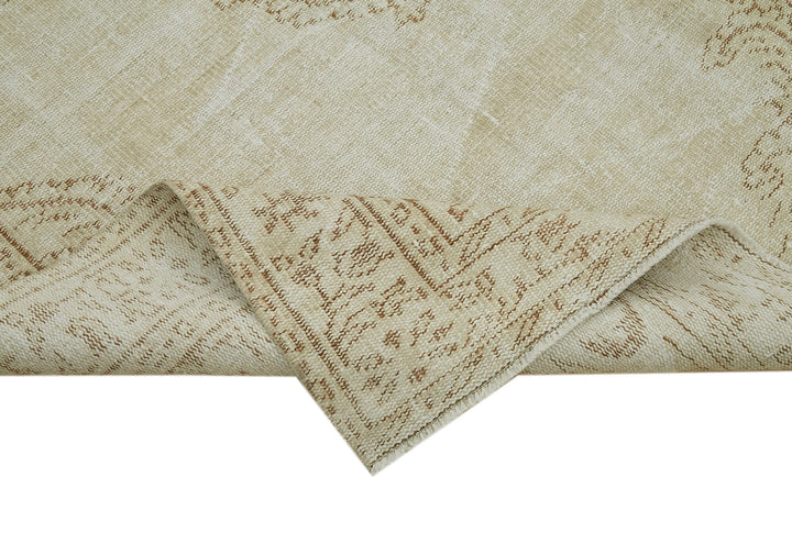 5x9 Beige Turkish Vintage Area Rug - 41486