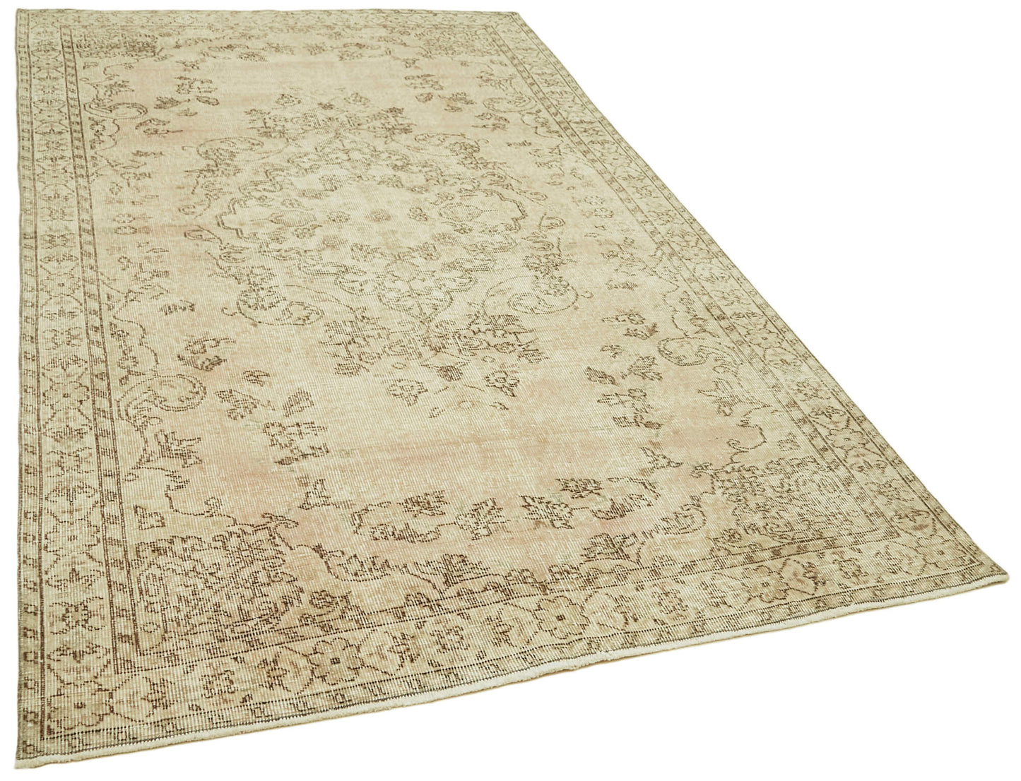 5x9 Beige Turkish Vintage Area Rug - 41490