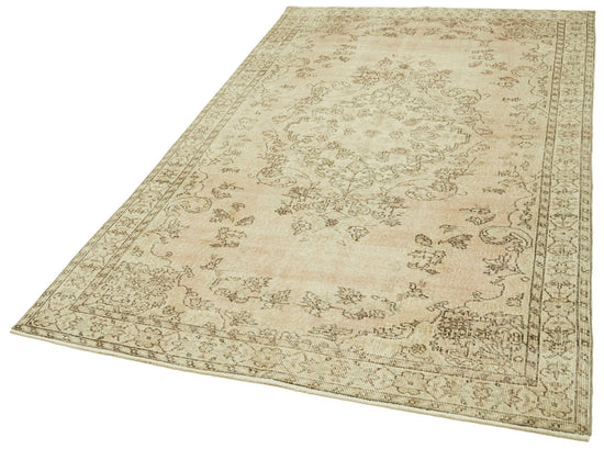5x9 Beige Turkish Vintage Area Rug - 41490