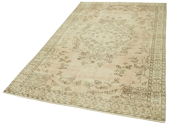 5x9 Beige Turkish Vintage Area Rug - 41490